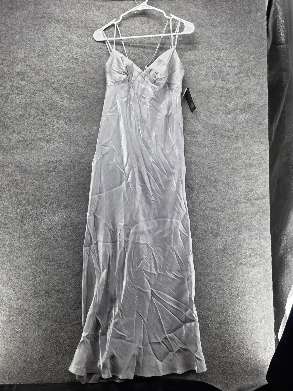 Wild Fable Dress Womens M Gray Slip Dress Long Sweetheart Strappy Satin Lined